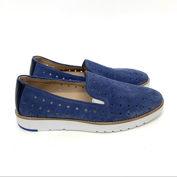 Johnston & Murphy Preppy Blue Perforated Suede Slip On Loafer Elevated Sneaker - Picture 6 of 15